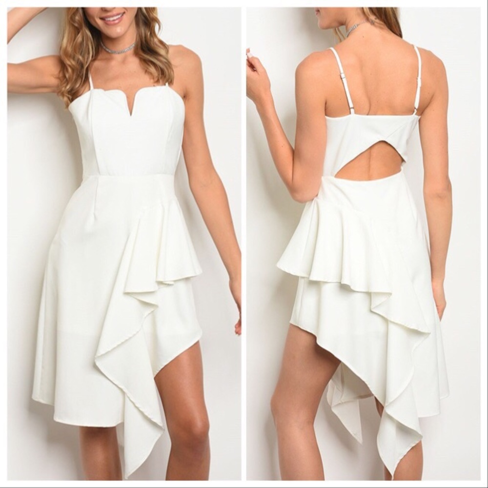 Summer White Asymmetrical Dress - Picture 3 of 8